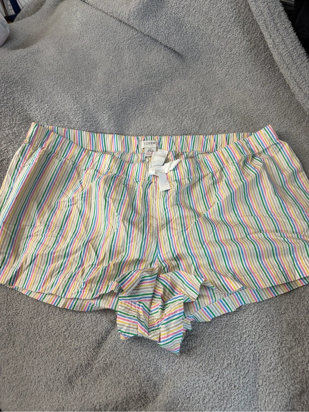 J. Crew Pastel Rainbow Striped Cotton Lounge Shorts